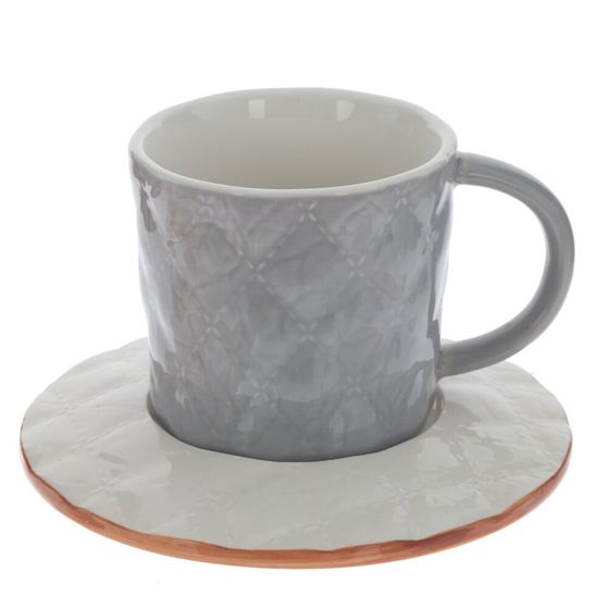 Кружка с блюдцем, 250 мл, L14 W14 H9 см, дизайн микс