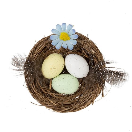 Изделие декоративное "Гнездо пасхальное" (блок 12 шт), L7 W6,5 H2 см, 2в.