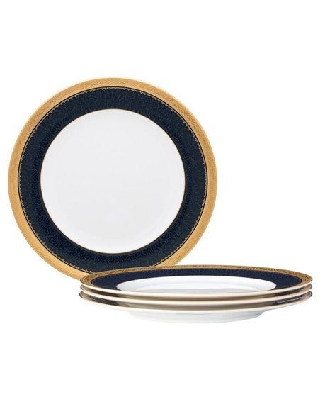 Odessa Cobalt Gold Set of 4 Salad Plates, Service For 4