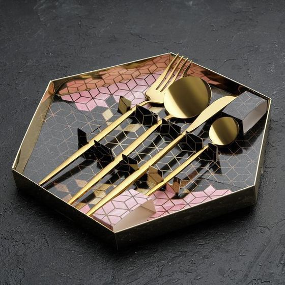 !Набор из четырёх столовых приборов «С любовью», 26,5 см