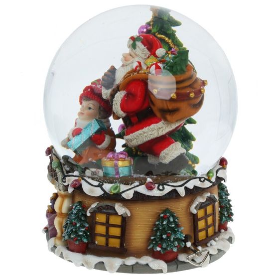 Фигурка декор в стекл шаре &quot;Санта&quot; (муз с ключ), D 15 см, L15 W15 H19 см