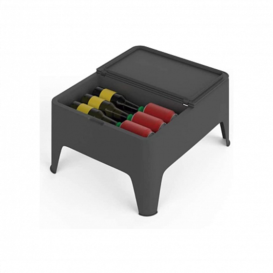 Стол для шезлонга ALASKA черный с отсеком для хранения