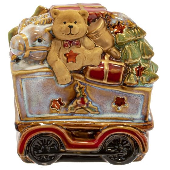 Набор из 2шт: Фигурка декор c подсветкой &quot;Дед Мороз на поезде&quot;  (LR44x6), L26 W9 H15,5 см