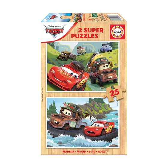 EDUCA BORRAS 2X25 Pieces Pieces Cars Wooden Puzzle