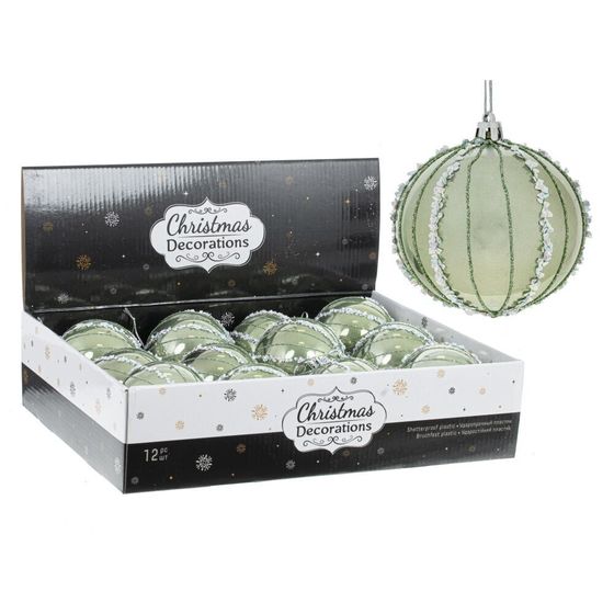!09 Набор из 12 штук Украшение новогоднее &quot;Шар&quot;, D 8 см, L35 W27 H8,5 см
