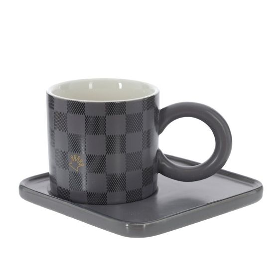 Кружка с блюдцем, 260 мл, L14 W14 H8,5 см, цвет микс