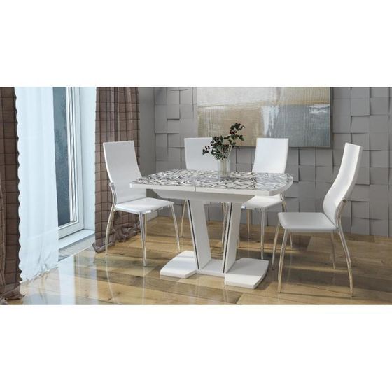 Стол раздвижной «Вектор 2», 1200(1550) × 800 × 750 мм, матовый, МДФ, цвет белый / элегия