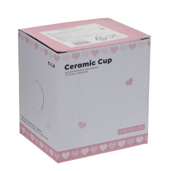 Кружка с крышкой и ложкой, 400 мл, L12 W9 H13 см