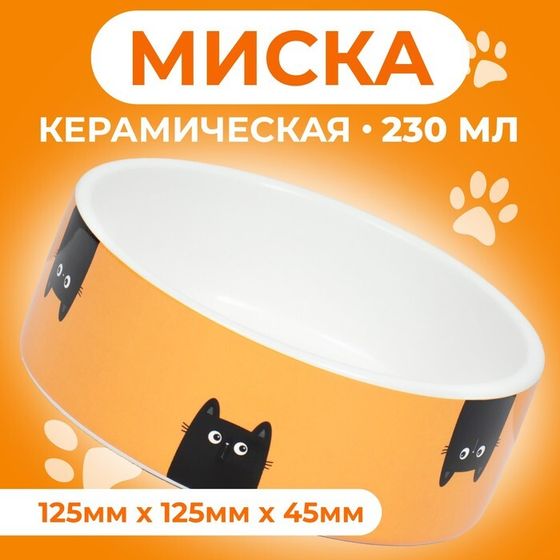 Миска керамическая &quot;Удивление&quot; 230 мл  12,5 x 4,5 cм, жёлтая