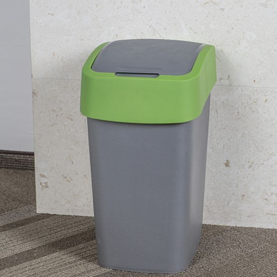 Контейнер для мусора FLIP BIN серебристый/зеленый 9л