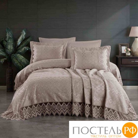 S5227/05 Покрывало EFOR Pique Bedspread NEVA 240*260 с наволочками темно-кремовый TAS