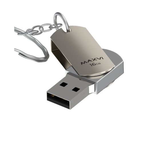 Флешка Maxvi MR, 16 Гб, USB2.0, чт до 25 Мб/с, зап до 15 Мб/с, серебристая