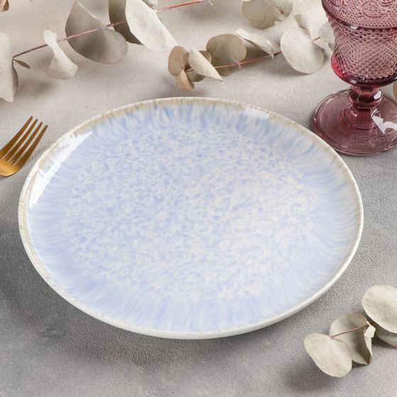 !09 Тарелка керамическая обеденная «Гравитация», d=25 см, цвет голубой