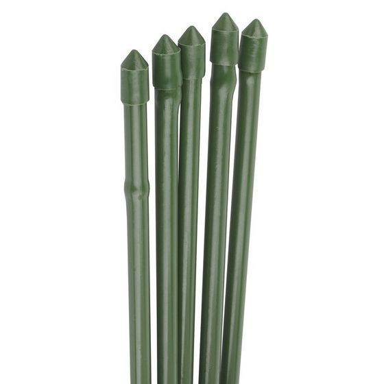 Колышек для подвязки растений, h = 90 см, d = 1.1 см, набор 5 шт., металл в пластике, «Бамбук»