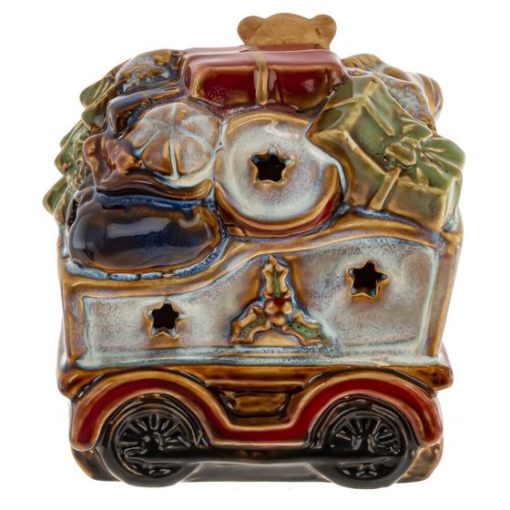 Набор из 2шт: Фигурка декор c подсветкой &quot;Дед Мороз на поезде&quot;  (LR44x6), L26 W9 H15,5 см