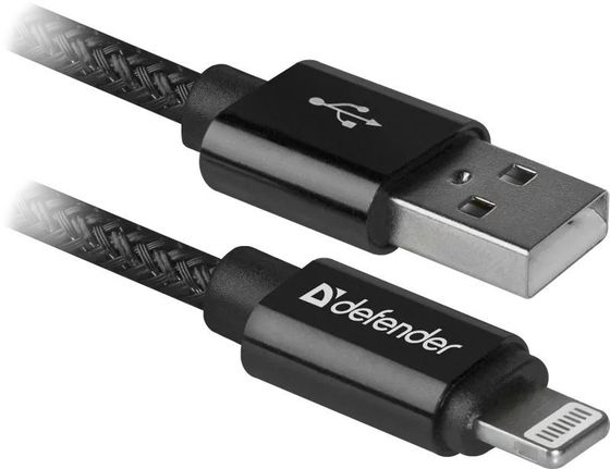 Кабель Defender USB 2.0 A(m) - Lightning(m) 1м черный (ACH01-03T) (87808)