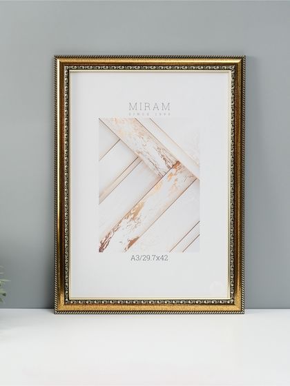 Фоторамка пластик &quot;МИРАМ&quot; 29.7х42 см, (A3) золото (пластиковый экран)