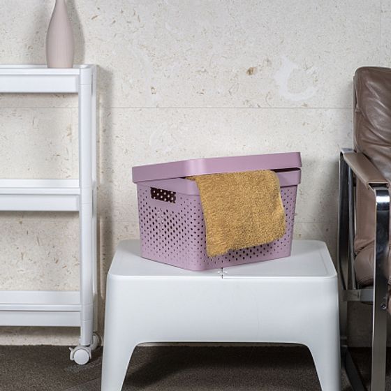 Коробка INFINITY перфорированная с крышкой 17л розовая