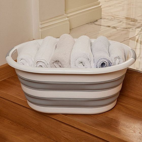 Корзина для белья MAGIC серая 25л 54.5x39x24см складная