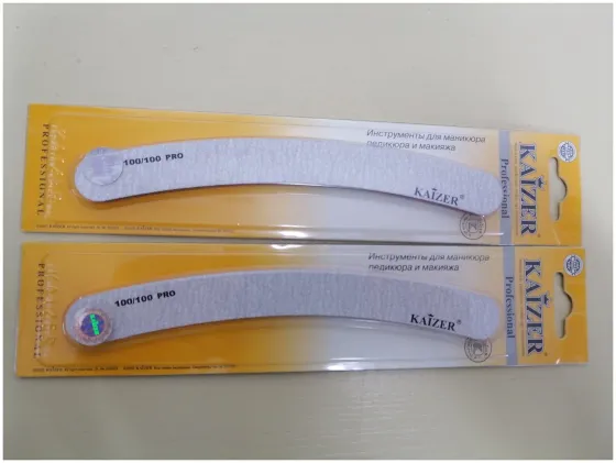 !09 Пилка для ногтей шлифовальная "Бумеранг" фигурная цвет серый