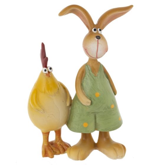 Фигурка декоративная &quot;Заяц с петухом&quot;, L6 W3,5 H9,5 см, 2в.