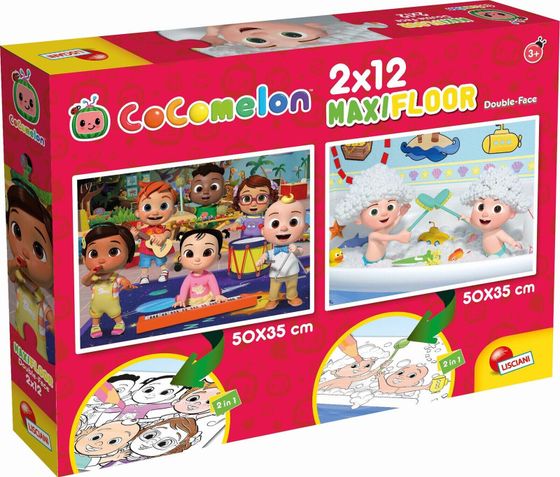 Lisciani LISCIANI COCOMELON DWUSTRONNE PUZZLE PODLOGOWE 2X12 E. CZAS COŚ ZBUDOWAĆ