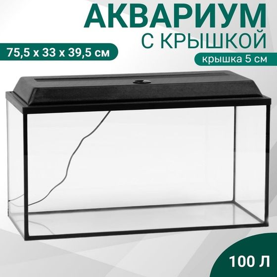 Аквариум &quot;Прямоугольный&quot; с крышкой, 100 литров, 75,5 х 33 х 39,5 см, чёрный