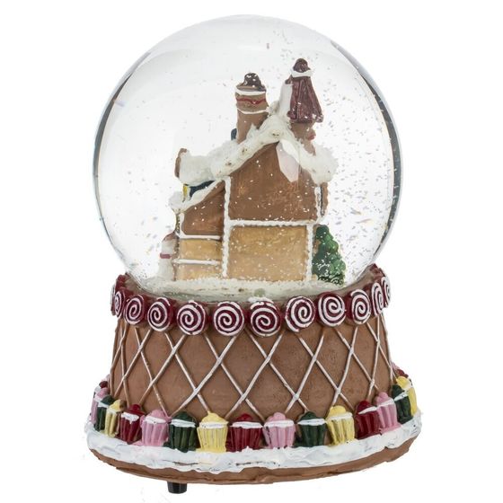 Фигурка декор в стекл шаре &quot;Пряник&quot; (подсв, муз, вьюга, AAAх3 н/п), D 9.5 см, L10,5 W10,5 H15 см