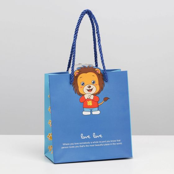 !09 НАБОР 2 ШТУКИ - Пакет подарочный, упаковка, «Львёнок в кармашке», 14 х 7 см.