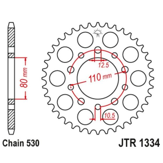 Звезда задняя, ведомая JTR1334 стальная, цепь 530, 39 зубьев