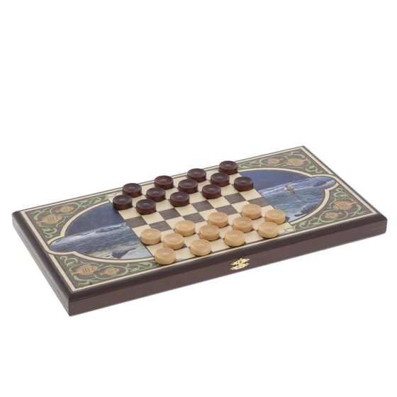 Игра настольная 2 в 1 ( шашки, нарды) "Рыбалка", L50 W25 H3 см