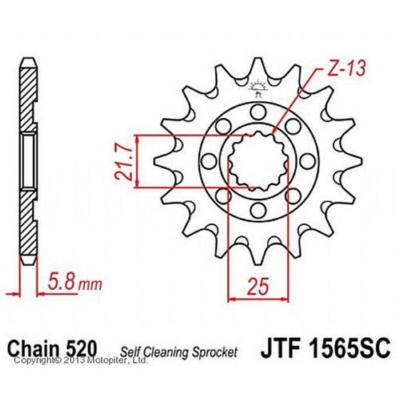 Звезда ведущая JT sprockets JTF1565-13SC, цепь 520, 13 зубьев