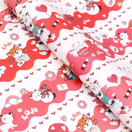 !Бумага упаковочная 2 листа крафтовая, &quot;Любовь&quot;, 50 х 70 см.