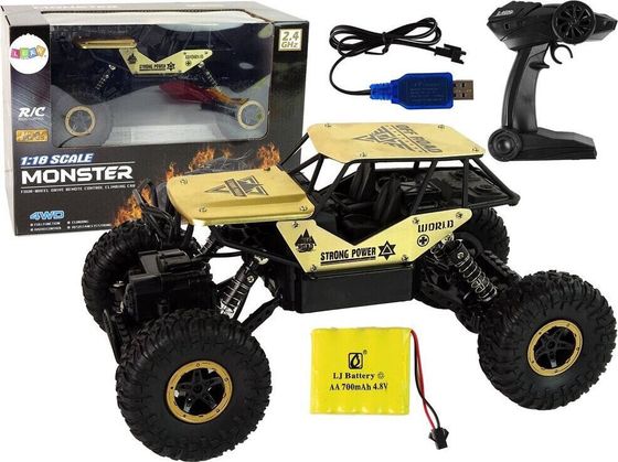 LeanToys Auto RC Wysokie Koła 1:18 Plastikowe Czarne Złote