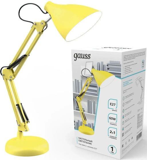 Лампа настольная Gauss GT0035 60Вт E27 желтый