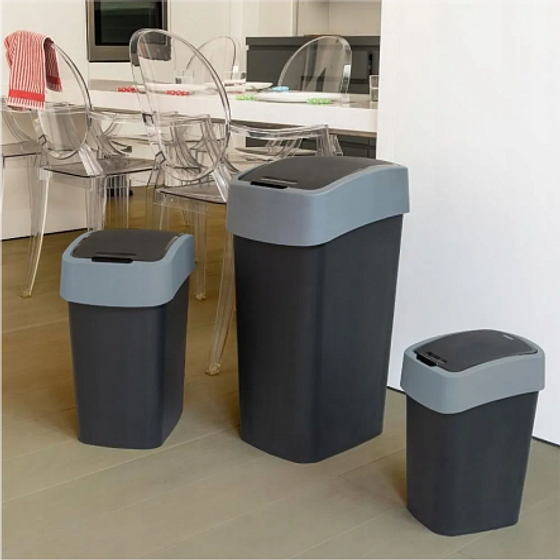 Контейнер для мусора FLIP BIN черный/серый 25л