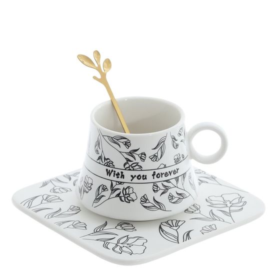 Кружка с блюдцем и ложкой, 170 мл, L13,5 W13,5 H7 см, 2в.