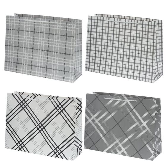 Пакет подарочный L (бумага 250г/м2, блок 12шт), L47 W15 H35 см, 4в.