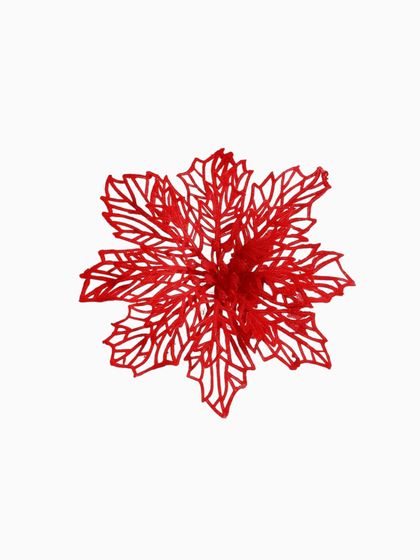 !09 Украшение ёлочное "Резной цветок" (набор 2 шт) 8,5 см, цвет красный