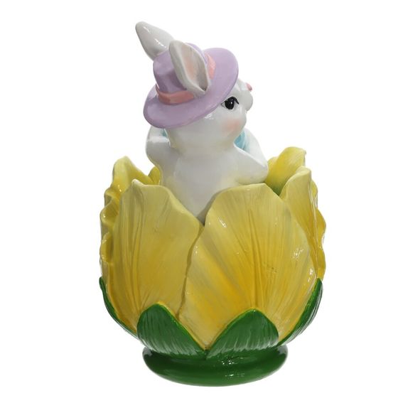 Фигурка декоративная "Заяц в чашке", L10 W7,5 H12,5 см