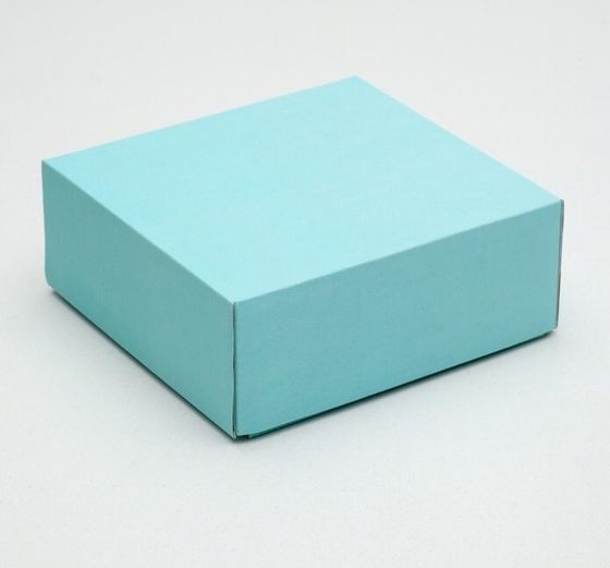 Коробка сборная, крышка-дно, голубая, 2 штуки, 14,5 х 14,5 х 6 см