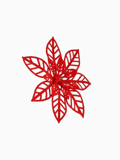 !09 Ёлочные игрушки 2 шт. «Зимнее волшебство. Резной цветок» пластик, 14 см, цвет красный