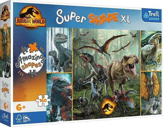 Trefl Puzzle 160 elementów Super Shapes XL Jurassic World