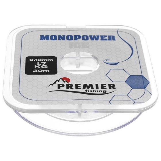 Леска PREMIER fishing MONOPOWER ICE, диаметр 0.12 мм, тест 1.7 кг, 30 м, нейлон, прозрачная