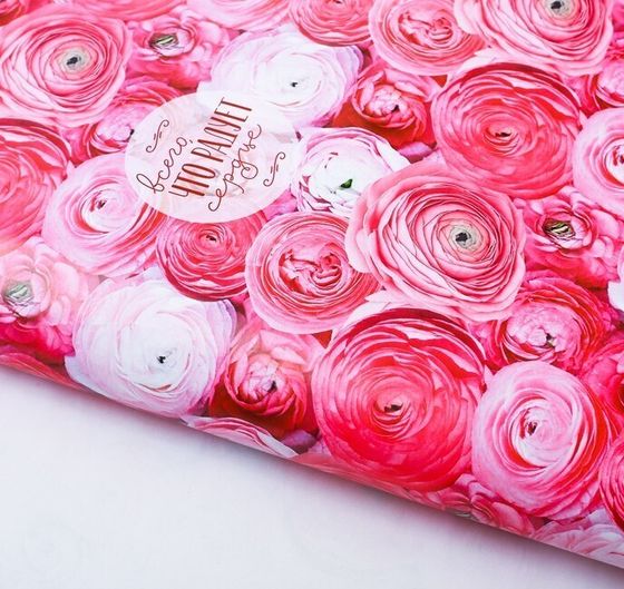 !09 Бумага упаковочная (набор 4 листа) глянцевая «Яркие цветы», 70 × 100 см.