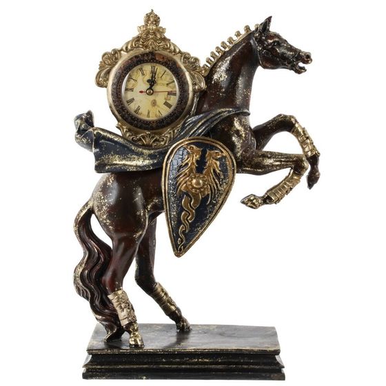 Фигурка декоративная &quot;Лошадь&quot; с часами D8см, (AAx1 н/п), L31,5 W14 H45,5 см