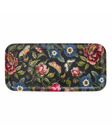 Creatures of Curiosity Rectangular Birch Dark Floral Serving Tray