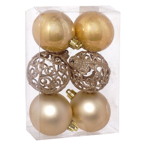 Набор из 6шт Украшение новогоднее "Шар", D 6 см, L17,5 W6 H12 см