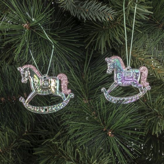 Набор из 2шт Украшение новогоднее &quot;Лошадка&quot;, L5,5 W0,5 H4,5 см