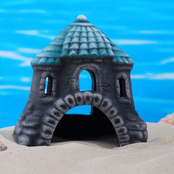 Декор для аквариума &quot;Замок-шатёр&quot;, керамический, 13 x 9 x 13 см, бирюзовый